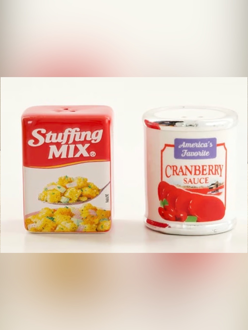 Stuffing Mix and Cranberry Sauce Salt & Pepper Shaker Set - Red and White